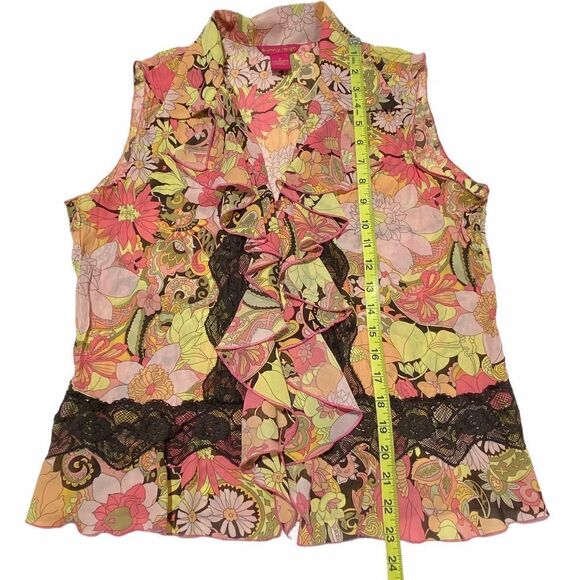 SUNNY Leigh Sleeveless Ruffle Floral Blouse Medium - Picture 7 of 8